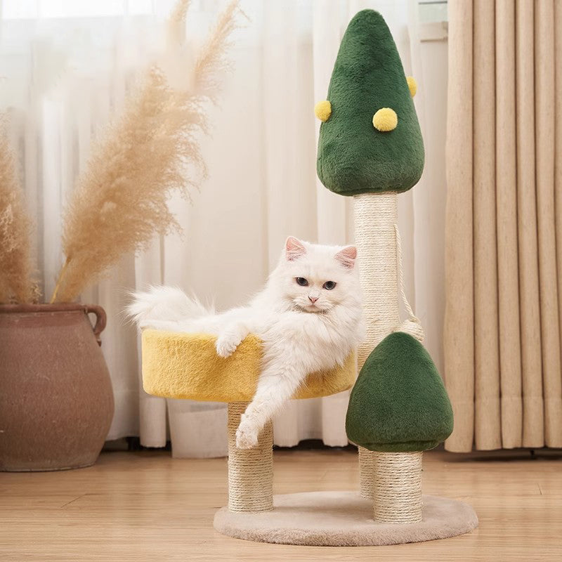 Contemporary Creative MDF Sisal Velvet Tree-shaped Cat Tree & Condo 1-Perch For Living Room