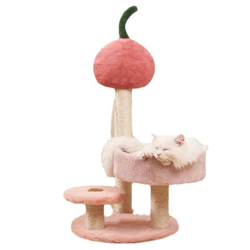 Contemporary Creative MDF Sisal Velvet Tree-shaped Cat Tree & Condo 1-Perch For Living Room
