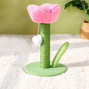 Contemporary Creative Sisal Velvet Particle Board Round Tulip-Shaped Cat Scratching Post 1-Toy Ball For Living Room