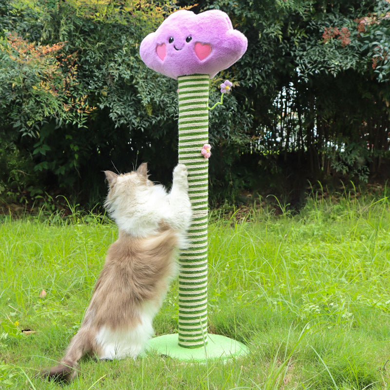 Contemporary Creative Velvet Teddy Fleece Compressed Wood Board Sisal Round Cloud-Shaped Cat Scratching Post For Living Room