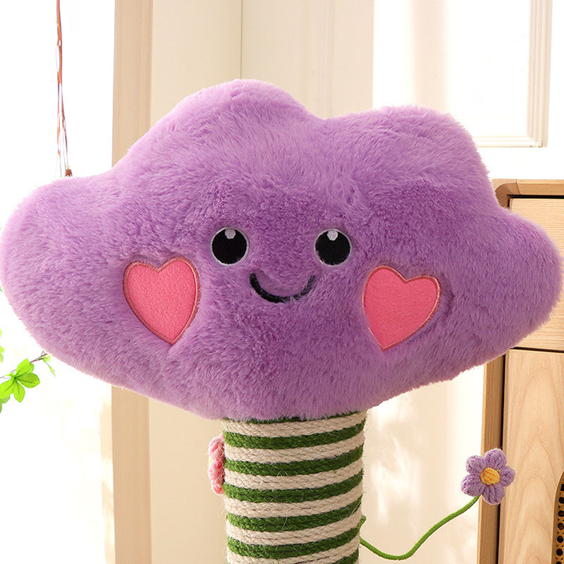 Contemporary Creative Velvet Teddy Fleece Compressed Wood Board Sisal Round Cloud-Shaped Cat Scratching Post For Living Room