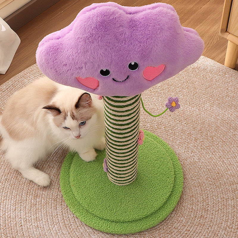 Contemporary Creative Velvet Teddy Fleece Compressed Wood Board Sisal Round Cloud-Shaped Cat Scratching Post For Living Room