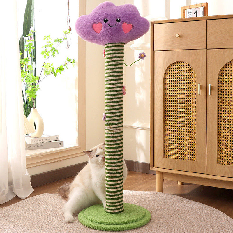 Contemporary Creative Velvet Teddy Fleece Compressed Wood Board Sisal Round Cloud-Shaped Cat Scratching Post For Living Room