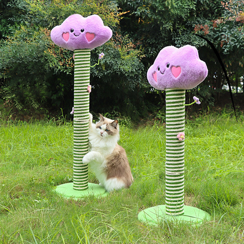 Contemporary Creative Velvet Teddy Fleece Compressed Wood Board Sisal Round Cloud-Shaped Cat Scratching Post For Living Room