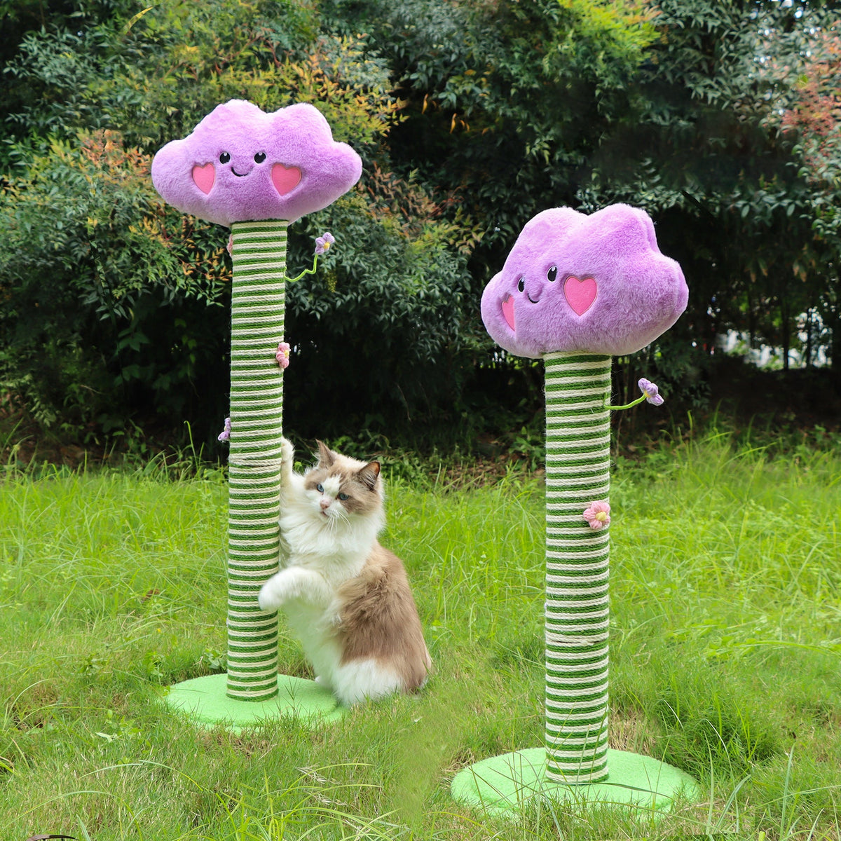 Contemporary Creative Velvet Teddy Fleece Compressed Wood Board Sisal Round Cloud-Shaped Cat Scratching Post For Living Room