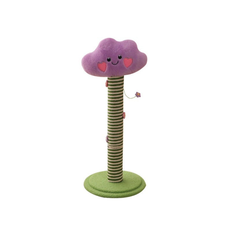 Contemporary Creative Velvet Teddy Fleece Compressed Wood Board Sisal Round Cloud-Shaped Cat Scratching Post For Living Room