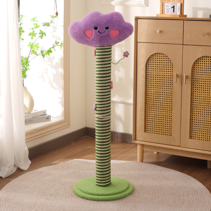 Contemporary Creative Velvet Teddy Fleece Compressed Wood Board Sisal Round Cloud-Shaped Cat Scratching Post For Living Room