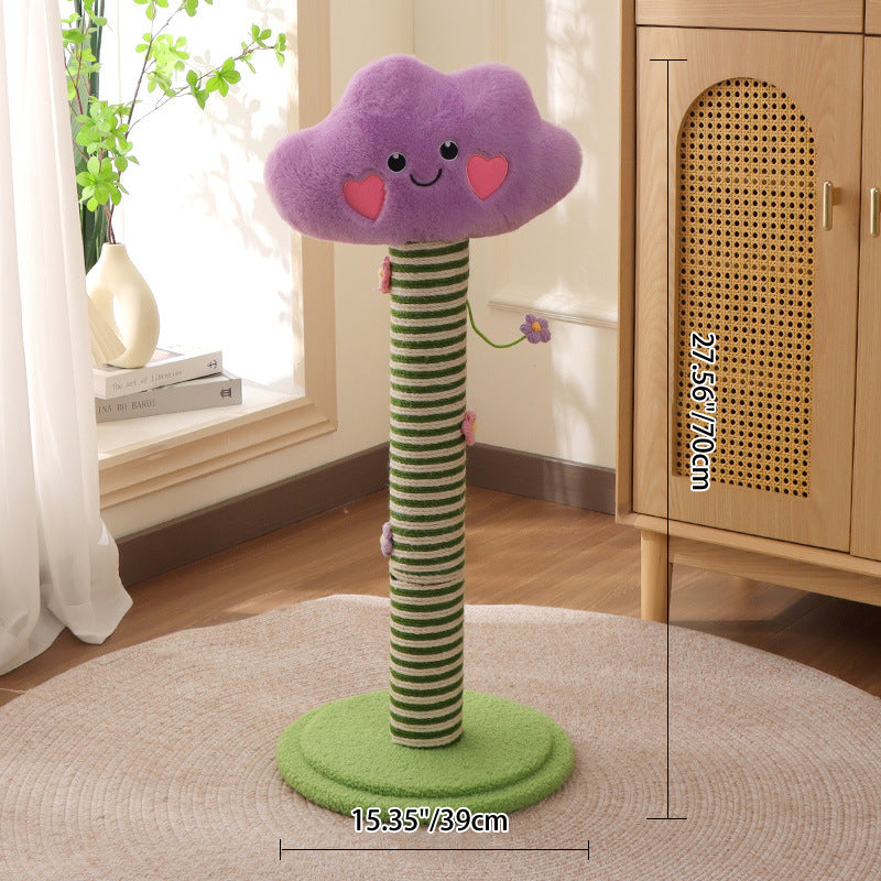 Contemporary Creative Velvet Teddy Fleece Compressed Wood Board Sisal Round Cloud-Shaped Cat Scratching Post For Living Room