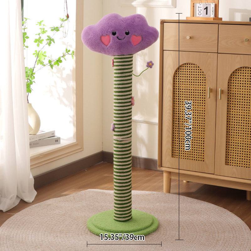 Contemporary Creative Velvet Teddy Fleece Compressed Wood Board Sisal Round Cloud-Shaped Cat Scratching Post For Living Room