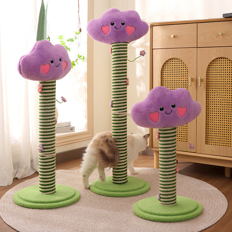 Contemporary Creative Velvet Teddy Fleece Compressed Wood Board Sisal Round Cloud-Shaped Cat Scratching Post For Living Room