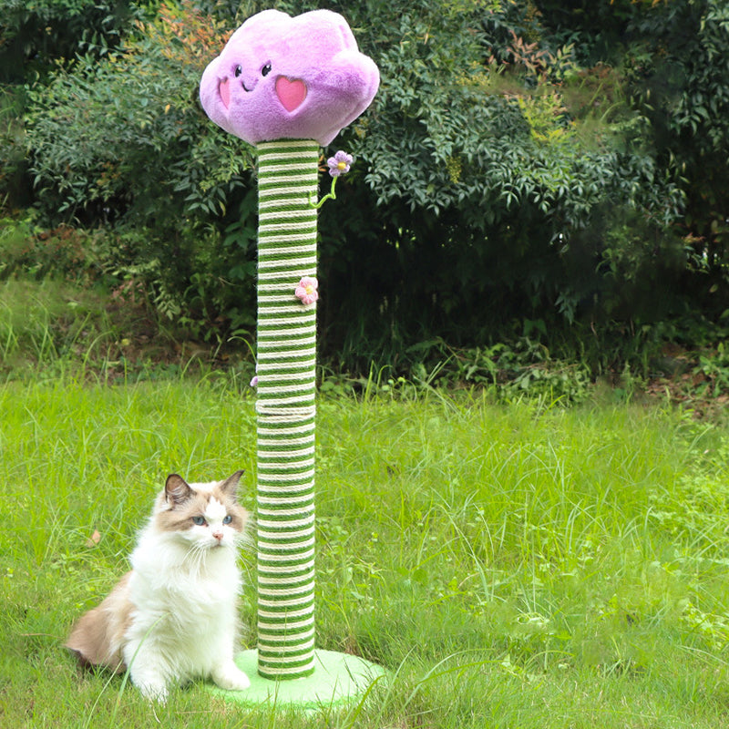 Contemporary Creative Velvet Teddy Fleece Compressed Wood Board Sisal Round Cloud-Shaped Cat Scratching Post For Living Room