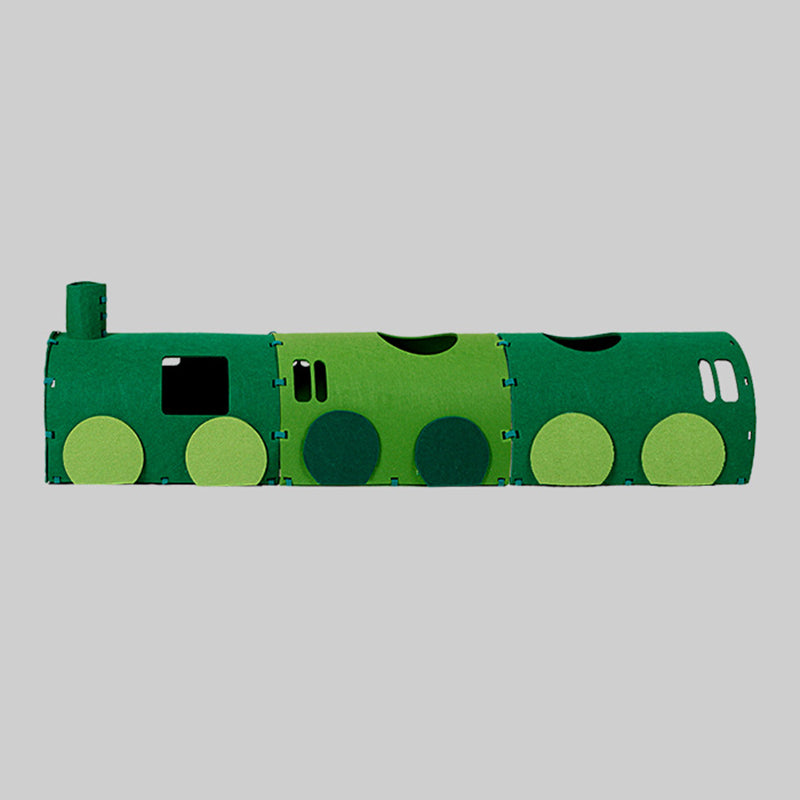 Contemporary Creative Non-woven Fabric Corrugated Paper Arched Rectangular Removable Cat Bed Green Train Tunnel & Scratching Board For Living Room & Bedroom