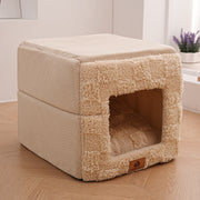 Modern Minimalist Cotton Fleece Square Foldable Cat Bed For Living Room & Bedroom