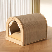 Modern Minimalist Plywood Sisal Flannel Oxford Cloth Arch Cat Bed For Living Room & Bedroom