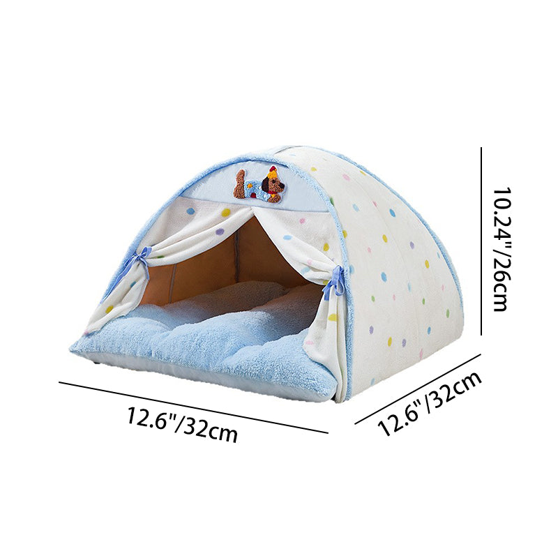 Contemporary Creative Crystal Velvet Cotton Velvet Arched Cat Bed Semi-Enclosed Pet House For Living Room & Bedroom