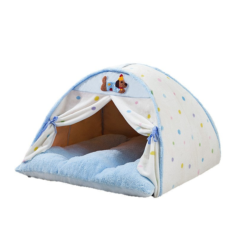 Contemporary Creative Crystal Velvet Cotton Velvet Arched Cat Bed Semi-Enclosed Pet House For Living Room & Bedroom