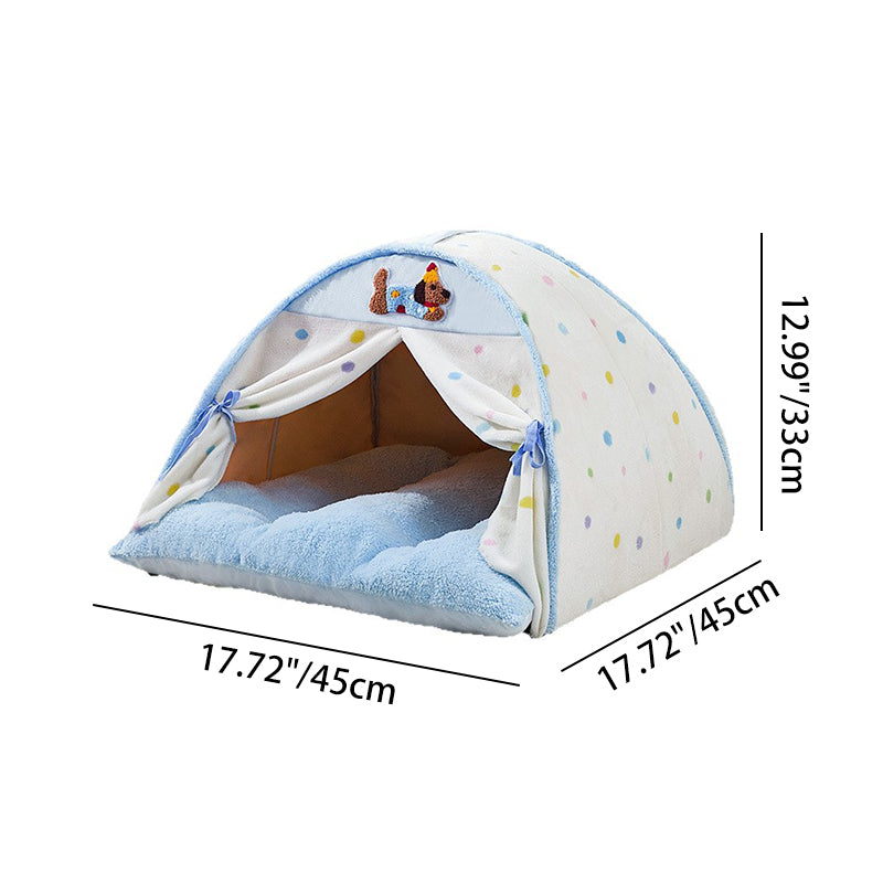 Contemporary Creative Crystal Velvet Cotton Velvet Arched Cat Bed Semi-Enclosed Pet House For Living Room & Bedroom