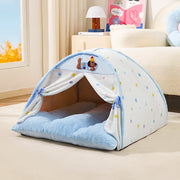 Contemporary Creative Crystal Velvet Cotton Velvet Arched Cat Bed Semi-Enclosed Pet House For Living Room & Bedroom