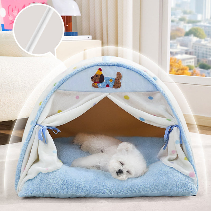 Contemporary Creative Crystal Velvet Cotton Velvet Arched Cat Bed Semi-Enclosed Pet House For Living Room & Bedroom