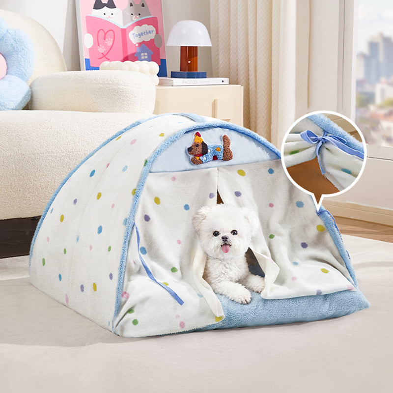 Contemporary Creative Crystal Velvet Cotton Velvet Arched Cat Bed Semi-Enclosed Pet House For Living Room & Bedroom
