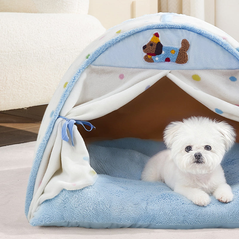 Contemporary Creative Crystal Velvet Cotton Velvet Arched Cat Bed Semi-Enclosed Pet House For Living Room & Bedroom