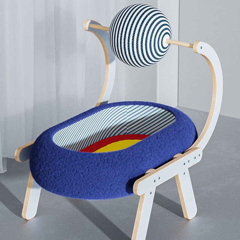 Contemporary Creative MDF Linen Jute Rope Velvet Plywood Oval Cat Bed With Integrated Scratching Board For Living Room & Bedroom