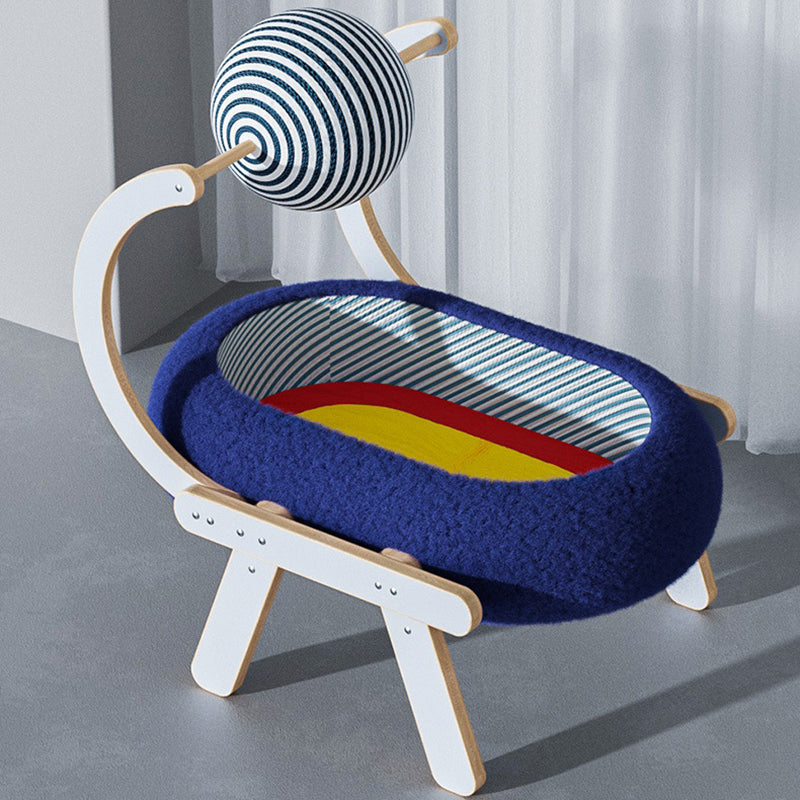 Contemporary Creative MDF Linen Jute Rope Velvet Plywood Oval Cat Bed With Integrated Scratching Board For Living Room & Bedroom