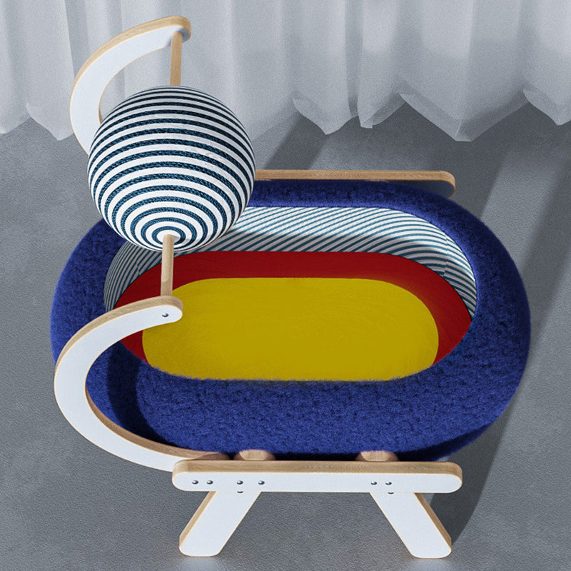 Contemporary Creative MDF Linen Jute Rope Velvet Plywood Oval Cat Bed With Integrated Scratching Board For Living Room & Bedroom
