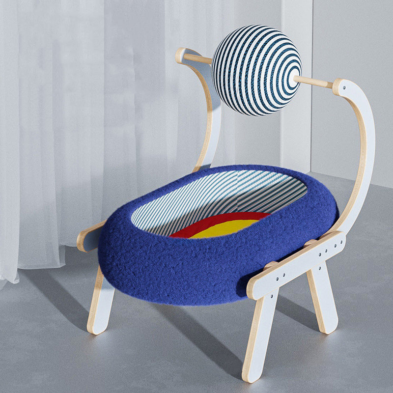 Contemporary Creative MDF Linen Jute Rope Velvet Plywood Oval Cat Bed With Integrated Scratching Board For Living Room & Bedroom