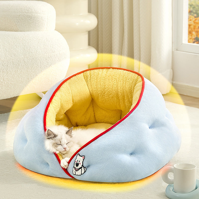 Contemporary Creative Milk Velvet Soft Cotton Fleece PP Cotton Oval Cat Bed For Living Room & Bedroom