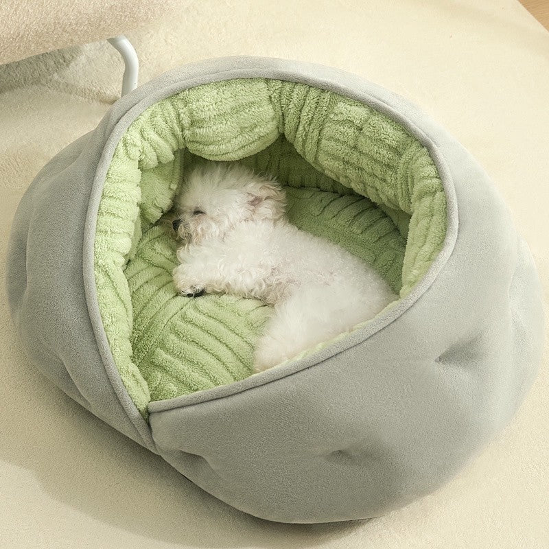 Contemporary Creative Milk Velvet Soft Cotton Fleece PP Cotton Oval Cat Bed For Living Room & Bedroom