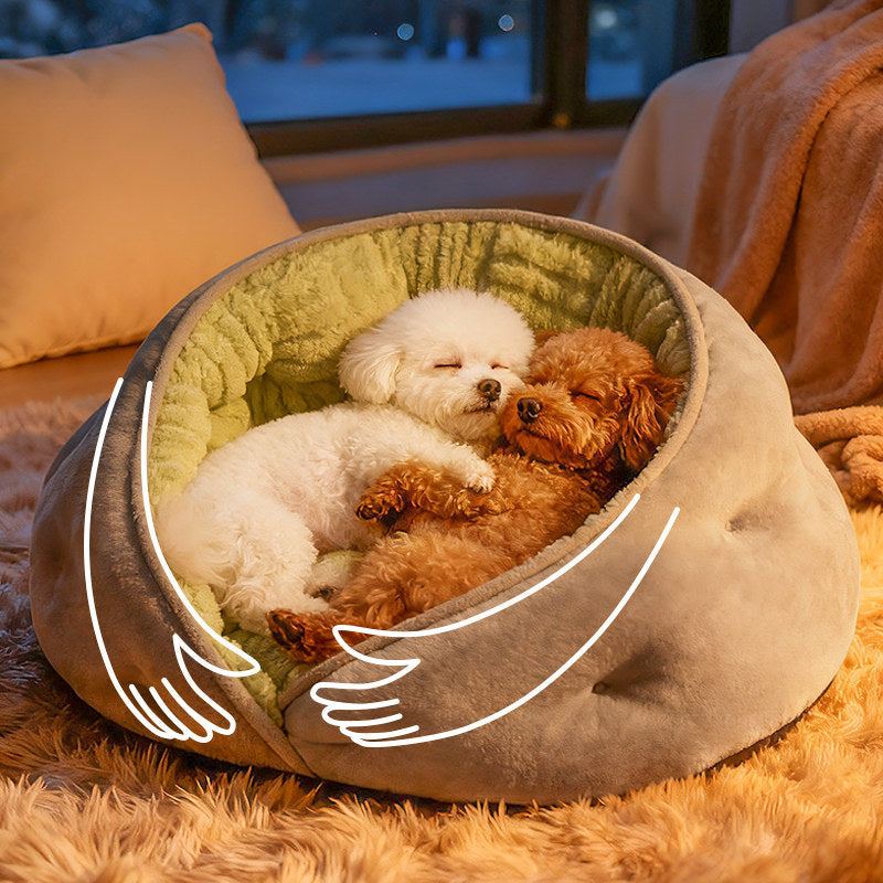 Contemporary Creative Milk Velvet Soft Cotton Fleece PP Cotton Oval Cat Bed For Living Room & Bedroom