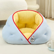 Contemporary Creative Milk Velvet Soft Cotton Fleece PP Cotton Oval Cat Bed For Living Room & Bedroom