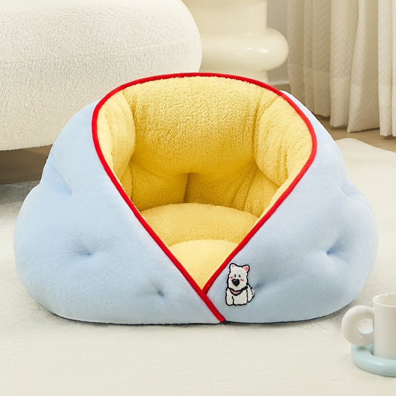 Contemporary Creative Milk Velvet Soft Cotton Fleece PP Cotton Oval Cat Bed For Living Room & Bedroom
