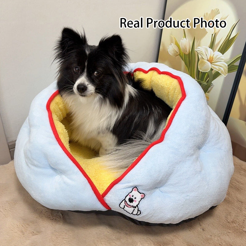 Contemporary Creative Milk Velvet Soft Cotton Fleece PP Cotton Oval Cat Bed For Living Room & Bedroom