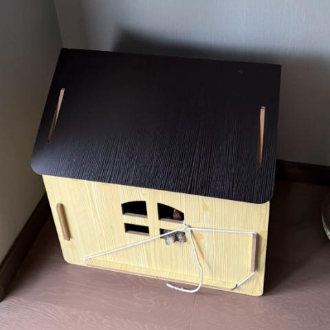 Modern Minimalist MDF House-shaped Dog Bed For Living Room & Bedroom