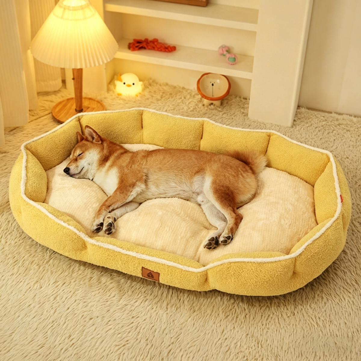Modern Minimalist Polar Fleece Cloud Fleece PP Cotton Oval Dog Bed For Living Room & Bedroom