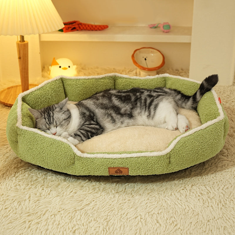 Modern Minimalist Polar Fleece Cloud Fleece PP Cotton Oval Dog Bed For Living Room & Bedroom