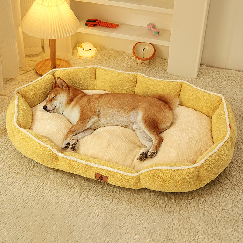 Modern Minimalist Polar Fleece Cloud Fleece PP Cotton Oval Dog Bed For Living Room & Bedroom
