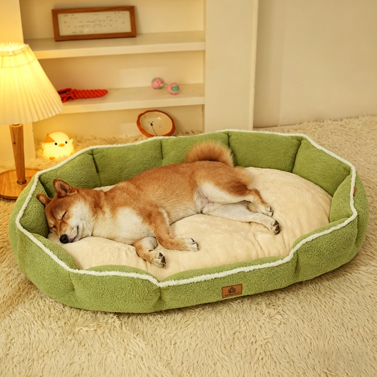 Modern Minimalist Polar Fleece Cloud Fleece PP Cotton Oval Dog Bed For Living Room & Bedroom