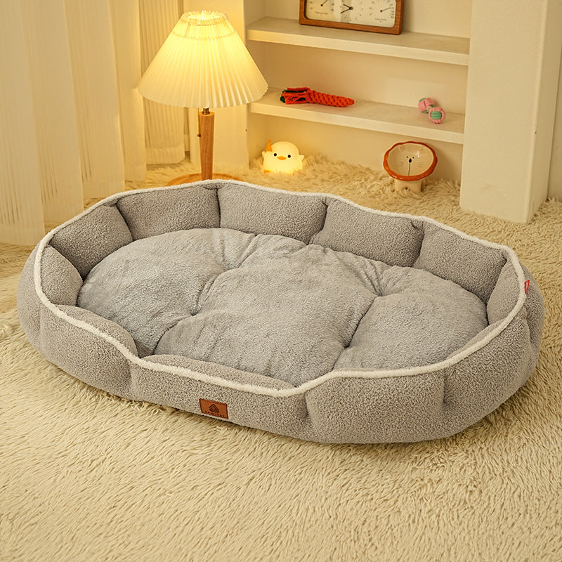 Modern Minimalist Polar Fleece Cloud Fleece PP Cotton Oval Dog Bed For Living Room & Bedroom