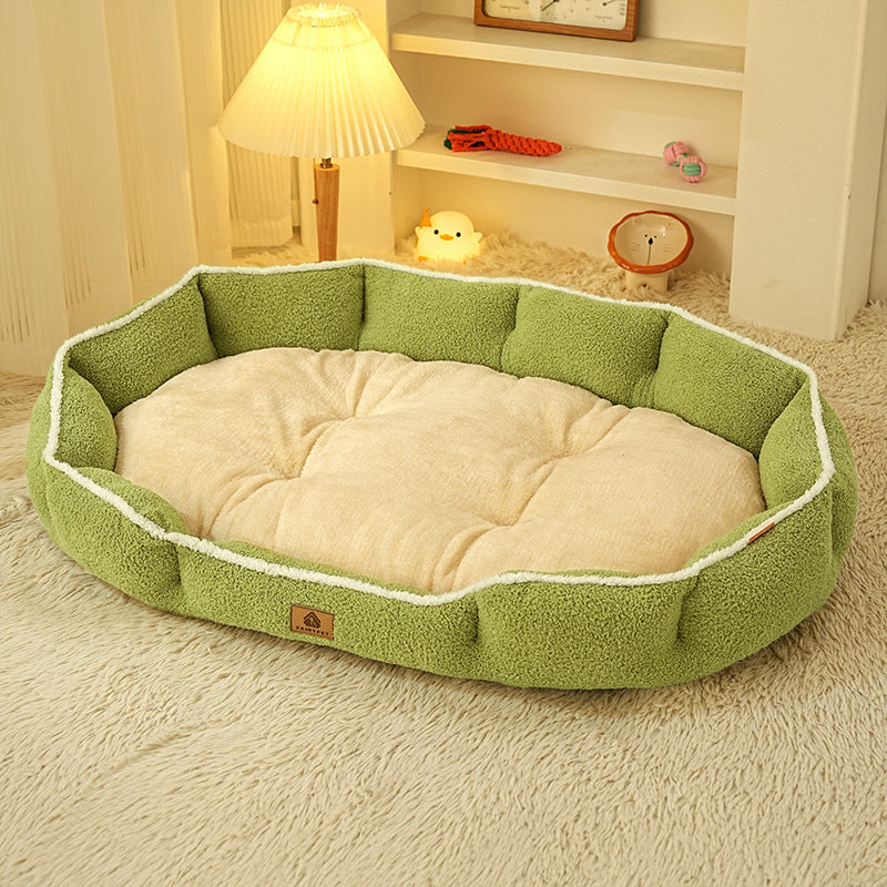 Modern Minimalist Polar Fleece Cloud Fleece PP Cotton Oval Dog Bed For Living Room & Bedroom