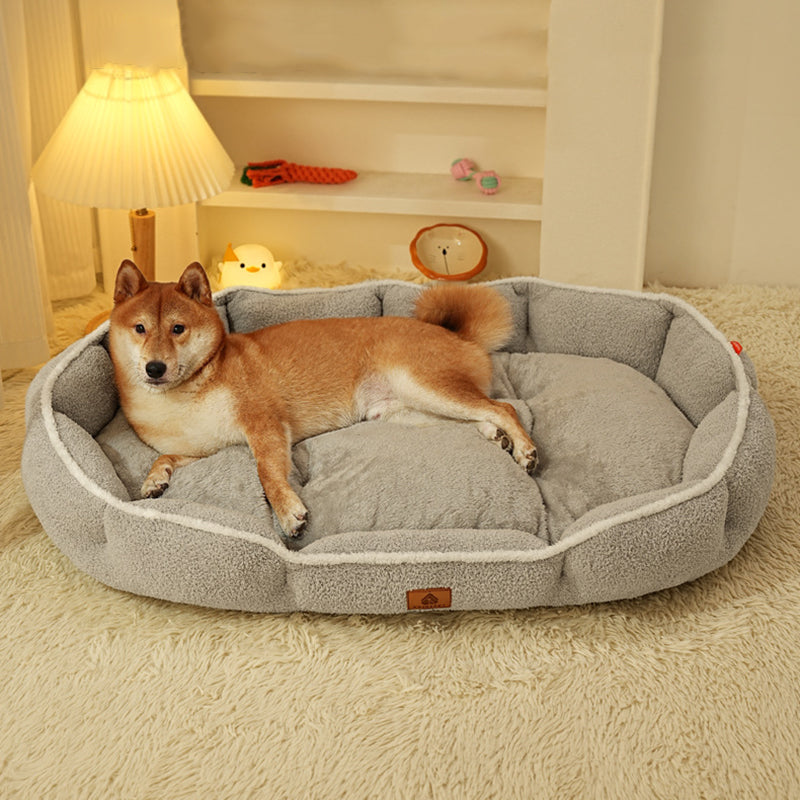 Modern Minimalist Polar Fleece Cloud Fleece PP Cotton Oval Dog Bed For Living Room & Bedroom