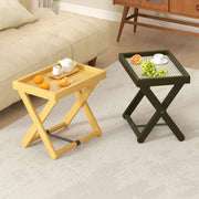 Modern Minimalist Rectangular Bamboo Engineered Panel Synthetic Rattan Foldable Side Table 1-Tier For Living Room