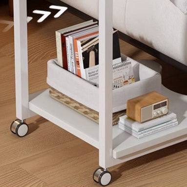 Contemporary Creative Engineered Wood & Metal Panda-Shaped End Table With 2-Tier And Wheels For Living Room