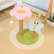 Contemporary Creative Round Medium-Density Fiberboard Velvet Fabric Sisal Butterfly Cat Tree 2/3-Tier For Living Room