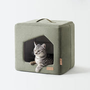Contemporary Scandinavian Square Linen Fabric Sponge Cat Bed For Living Room