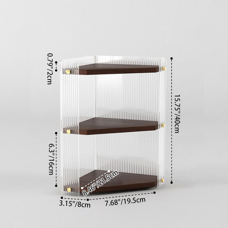 Modern Minimalist Triangle Plywood Acrylic Storage Corner Shelf Unit 3-Tier For Bathroom & Bedroom