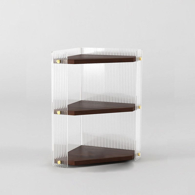Modern Minimalist Triangle Plywood Acrylic Storage Corner Shelf Unit 3-Tier For Bathroom & Bedroom