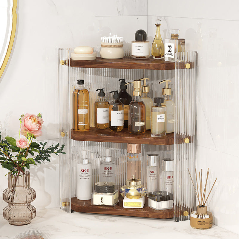 Modern Minimalist Triangle Plywood Acrylic Storage Corner Shelf Unit 3-Tier For Bathroom & Bedroom